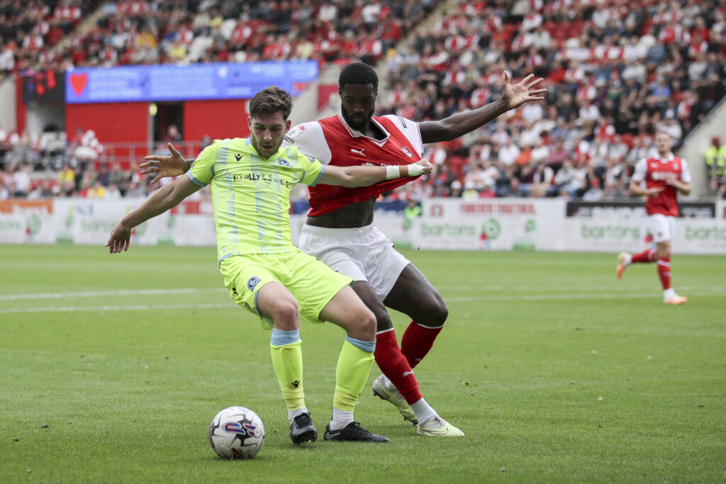 Tyler Blackett playing againt Blackburn Rovers