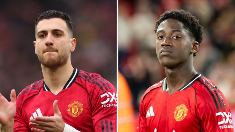 Kobbie Mainoo and Diogo Dalot side by side.