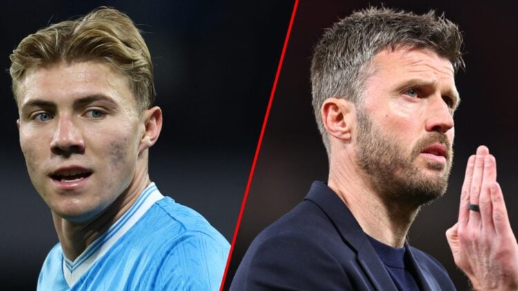 Rasmus Hojlund during the Serie A match between Napoli and Cremonese, inset Michael Carrick during the Premier League match between Manchester Unit...