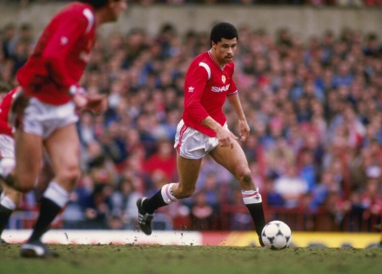 Mar 1985:  Paul McGrath of Manchester United in action during the FA Cup sixth round match against West Ham United at Old Trafford in Manchester. M...