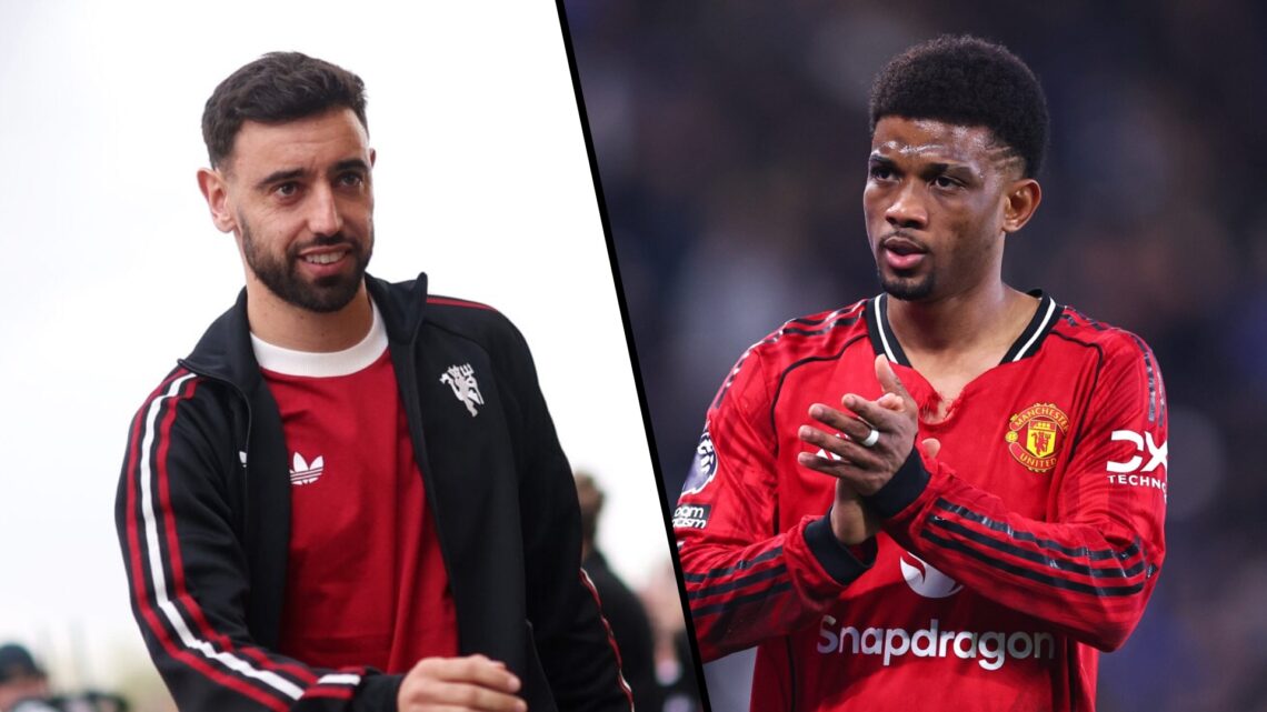 Bruno Fernandes and Amad split image