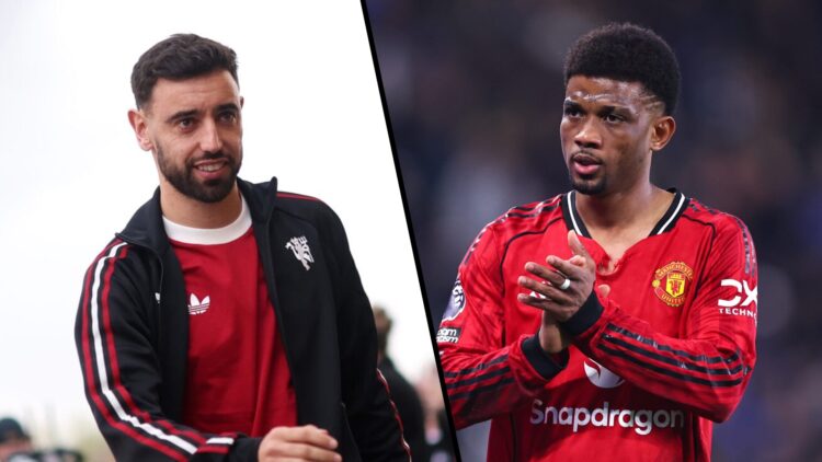 Bruno Fernandes and Amad split image