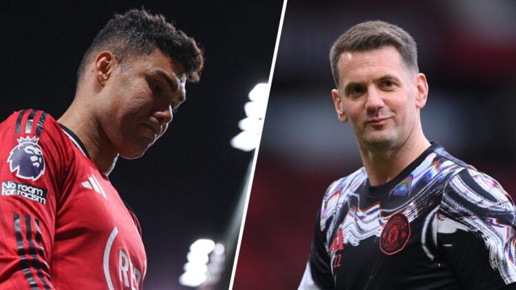 Casemiro and Tom Heaton split image.