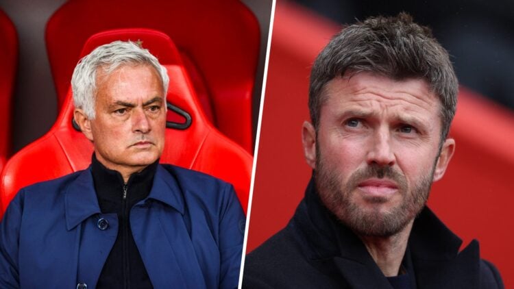 Jose Mourinho and Michael Carrick split image
