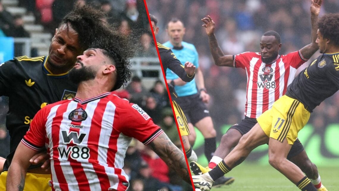 Joshua Zirkzee during the Sunderland match at the Stadium of Light, inset the Manchester United and Netherlands striker.