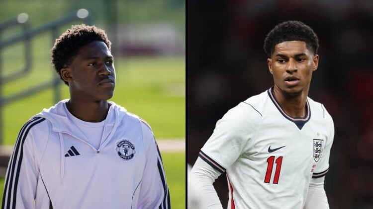 Kobbie Mainoo and Marcus Rashford split image