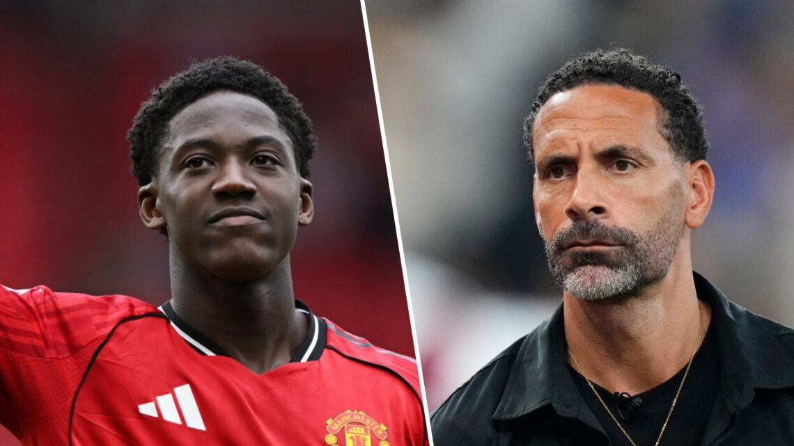 Kobbie Mainoo and Rio Ferdinand split image