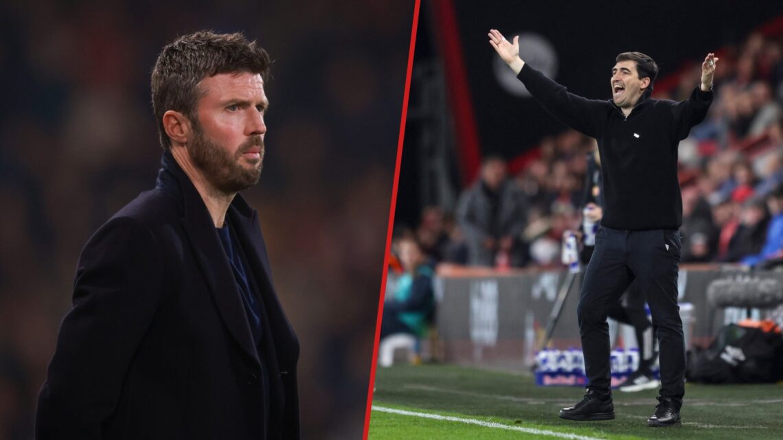 Michael Carrick and Andoni Iraola split image
