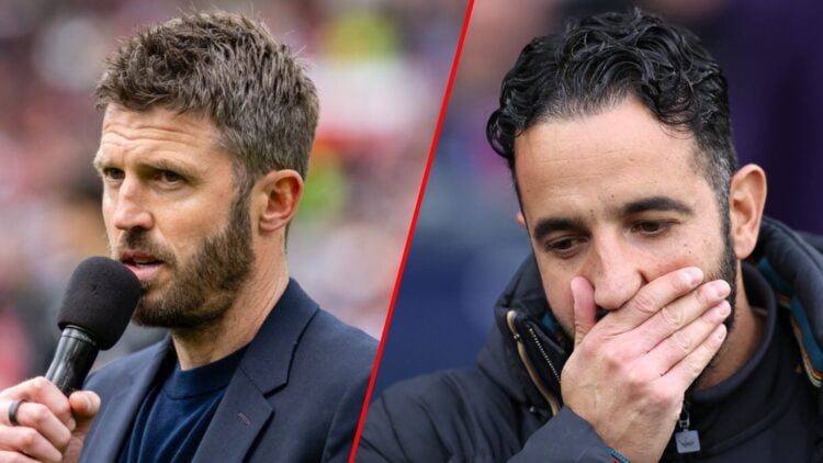Michael Carrick following the Premier League match between Manchester United and Nottingham Forest at Old Trafford, inset Ruben Amorim.