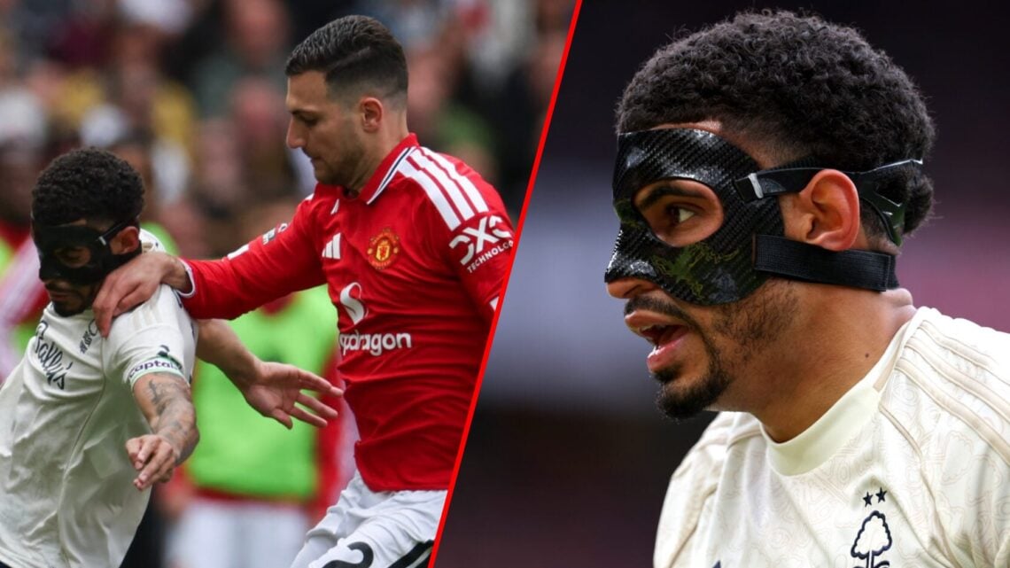 Morgan Gibbs-White during the Premier League match between Manchester United and Nottingham Forest at Old Trafford, inset Morgan Gibbs-White and Di...