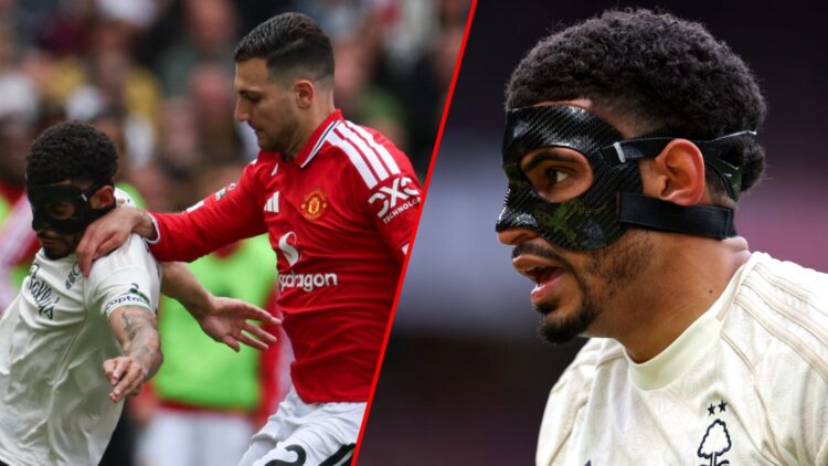 Morgan Gibbs-White during the Premier League match between Manchester United and Nottingham Forest at Old Trafford, inset Morgan Gibbs-White and Di...