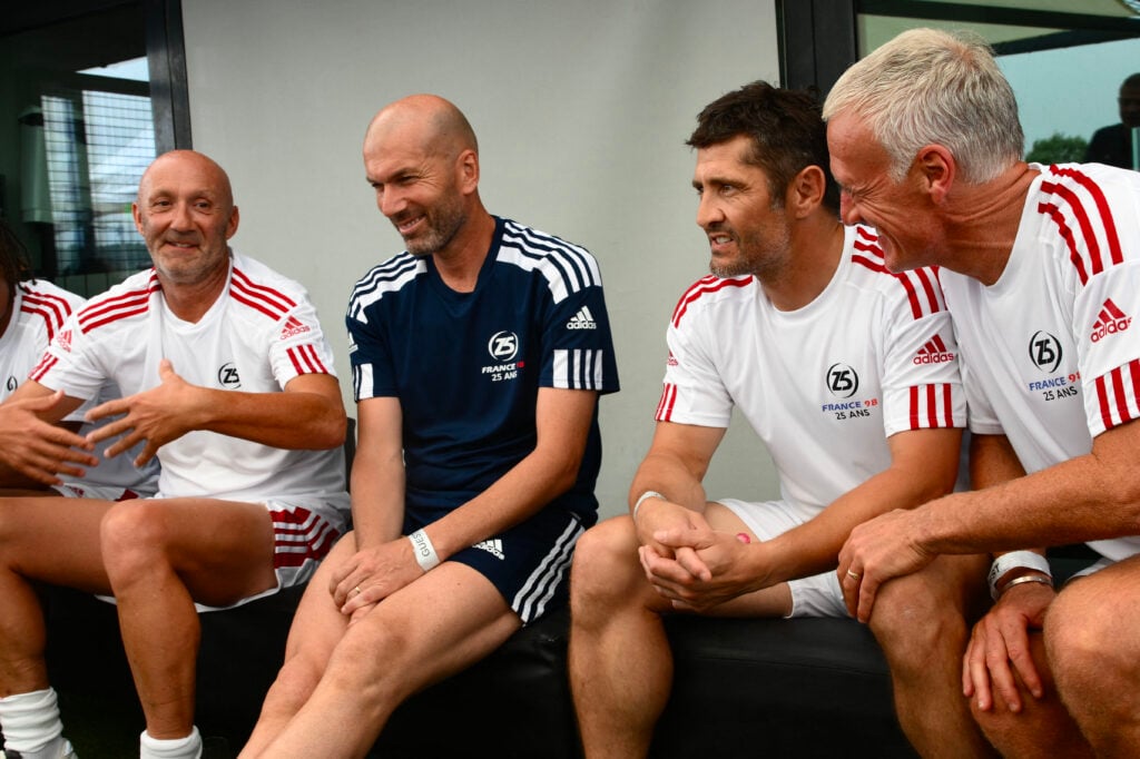 Fabien Barthez with Zinedine Zidane and Didier Deschamps