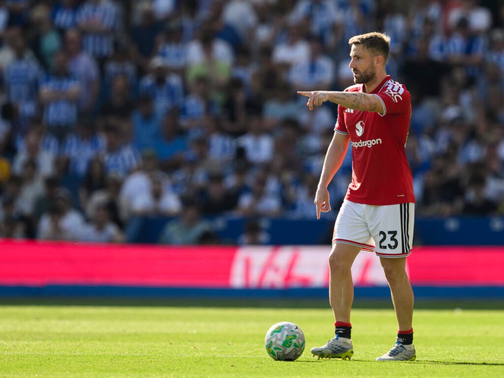 Luke Shaw with the ball against Brighton