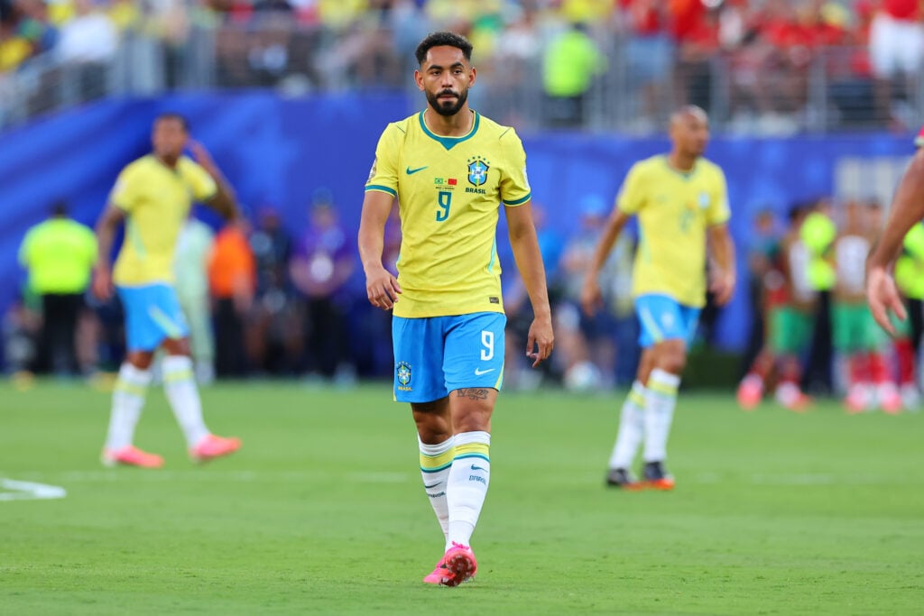 Matheus Cunha playing against Morocco at the 2026 World Cup