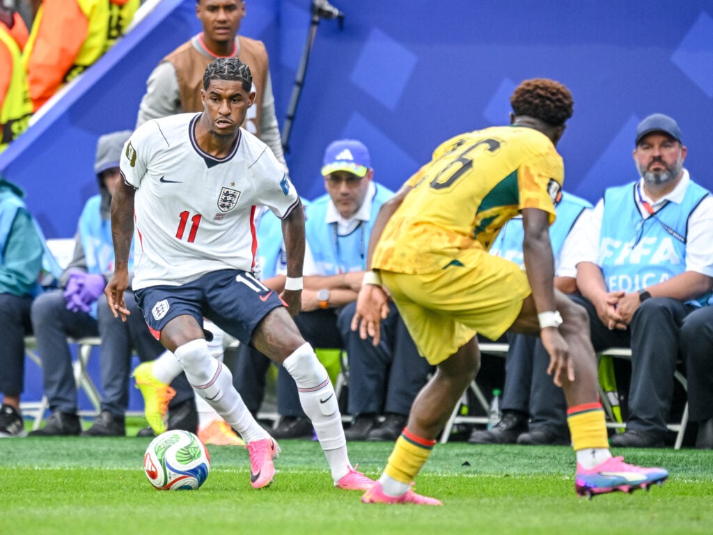 Marcus Rashford cuts in against Ghana