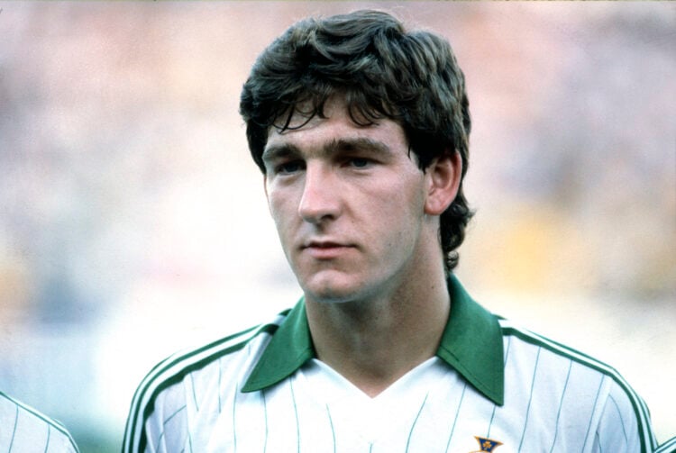 17 June 1982 Zaragoza: FIFA World Cup - Northern Ireland v Yugoslavia - Norman Whiteside of Northern Ireland before the match in which he became th...