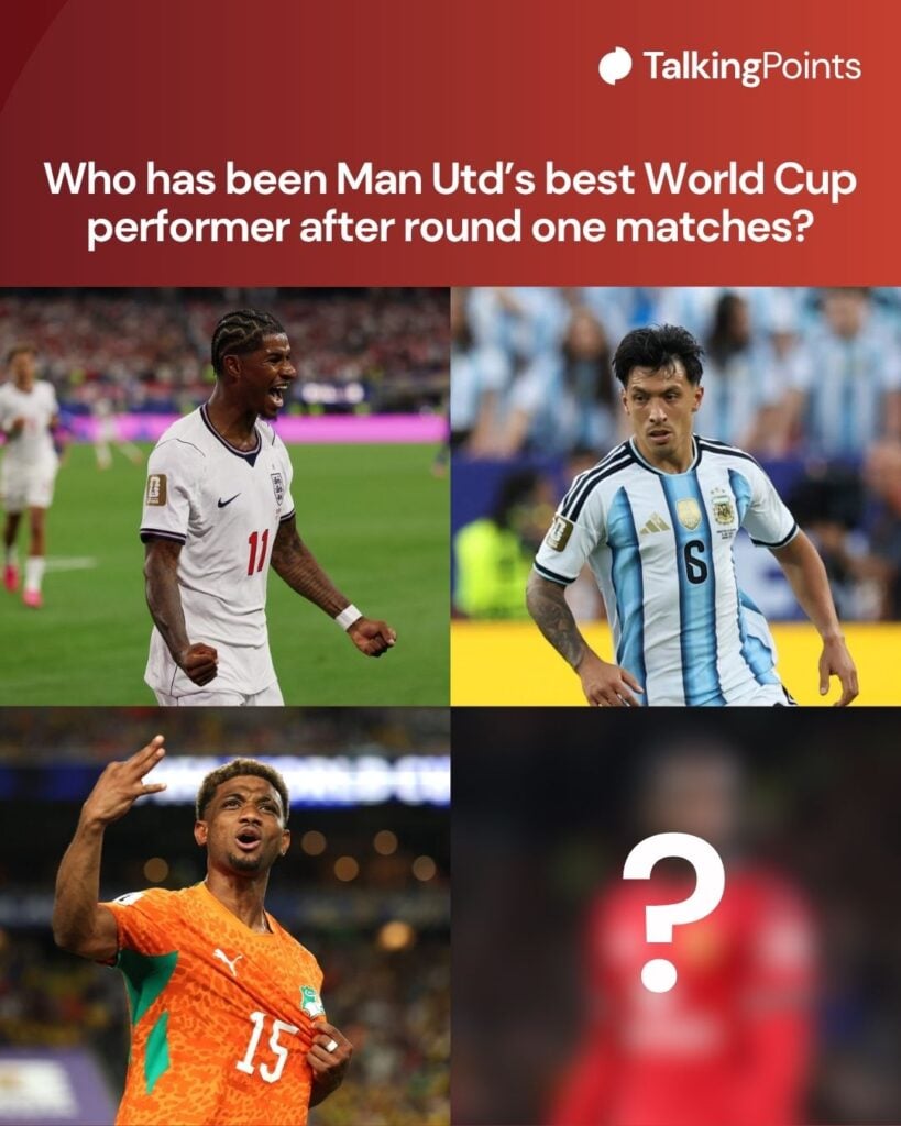 Imagem dividida de Marcus Rashford Lisandro Martinez Amad