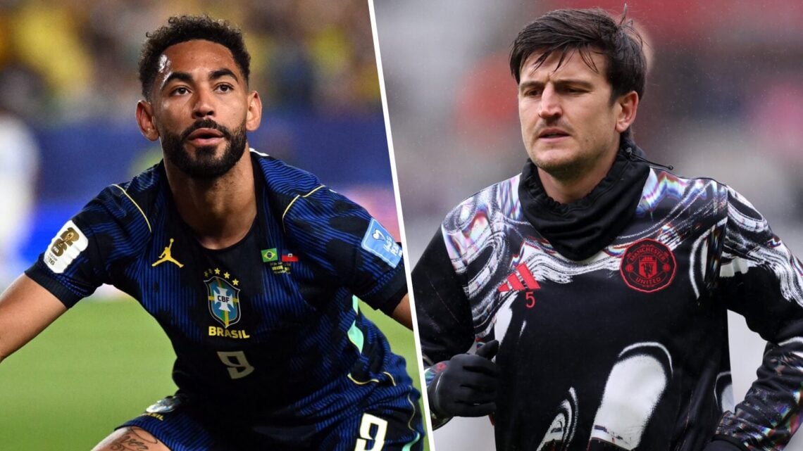 Matheus Cunha Harry Maguire split image