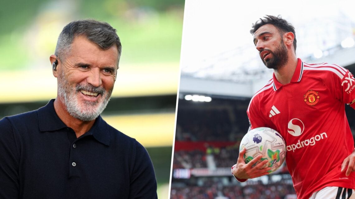 Roy Keane and Bruno Fernandes split image