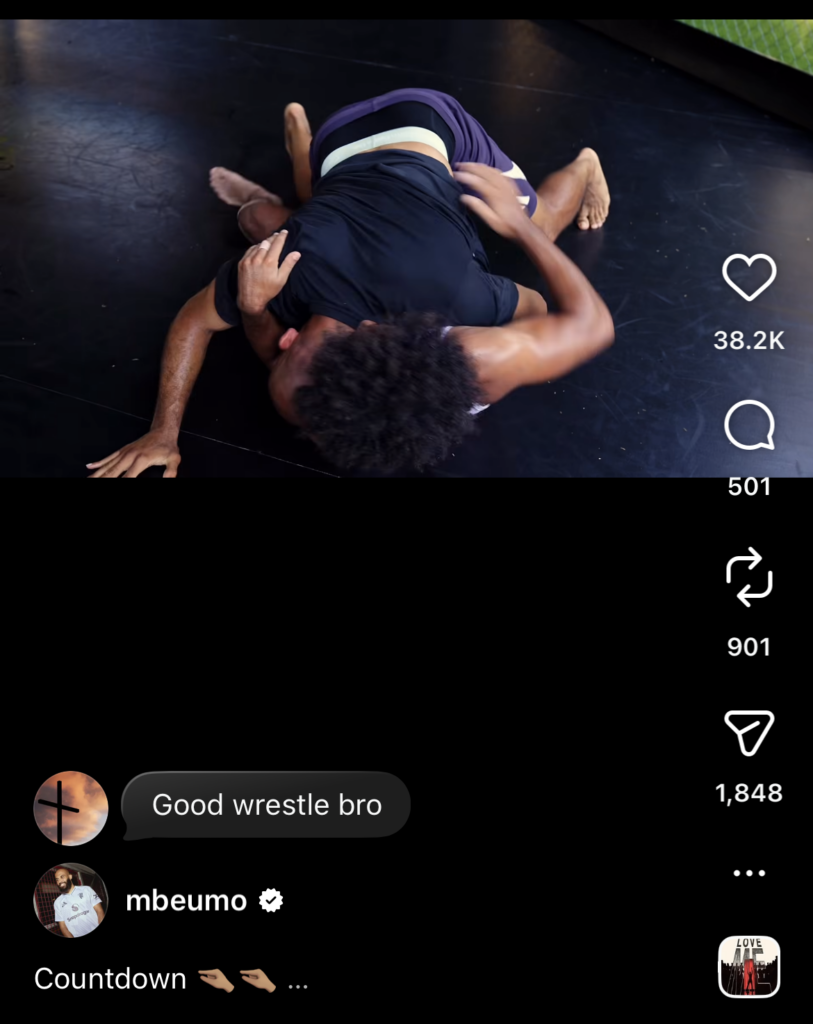 Joshua Zirkzee comenta no rolo do Instagram de Bryan Mbeumo