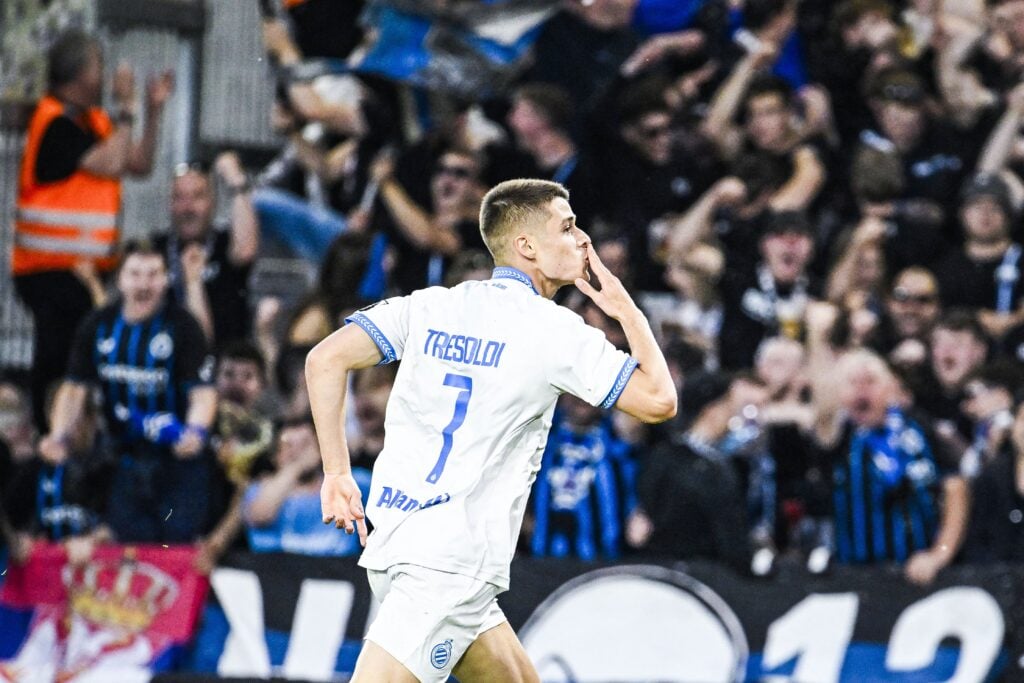 Nicolo Tresoldi celebrates goal