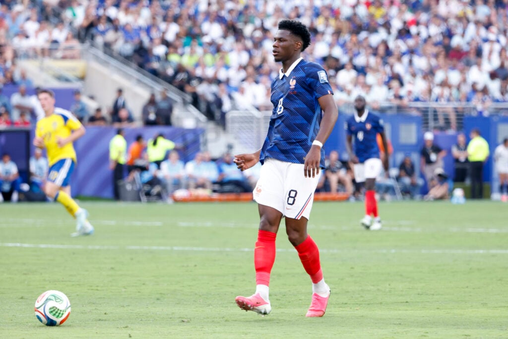 Aurelien Tchouameni playing against Sweden