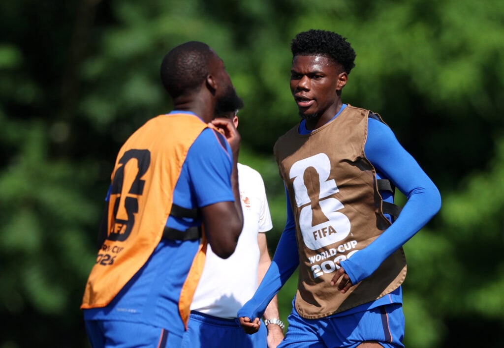 Aurelien Tchouameni treinando com a França na Copa do Mundo de 2026