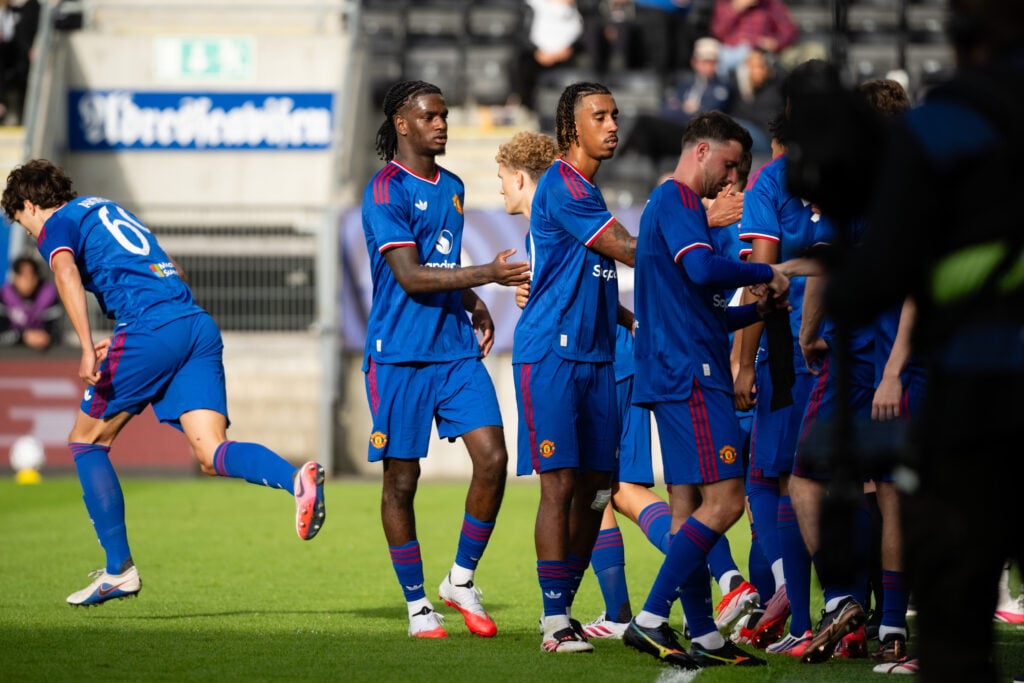 Daniel Armer of Manchester United comes on as a substitute during the pre-season friendly match between Rosenborg and Manchester United at Lerkendal Stadion on July 24, 2026 in Trondheim, Norway.