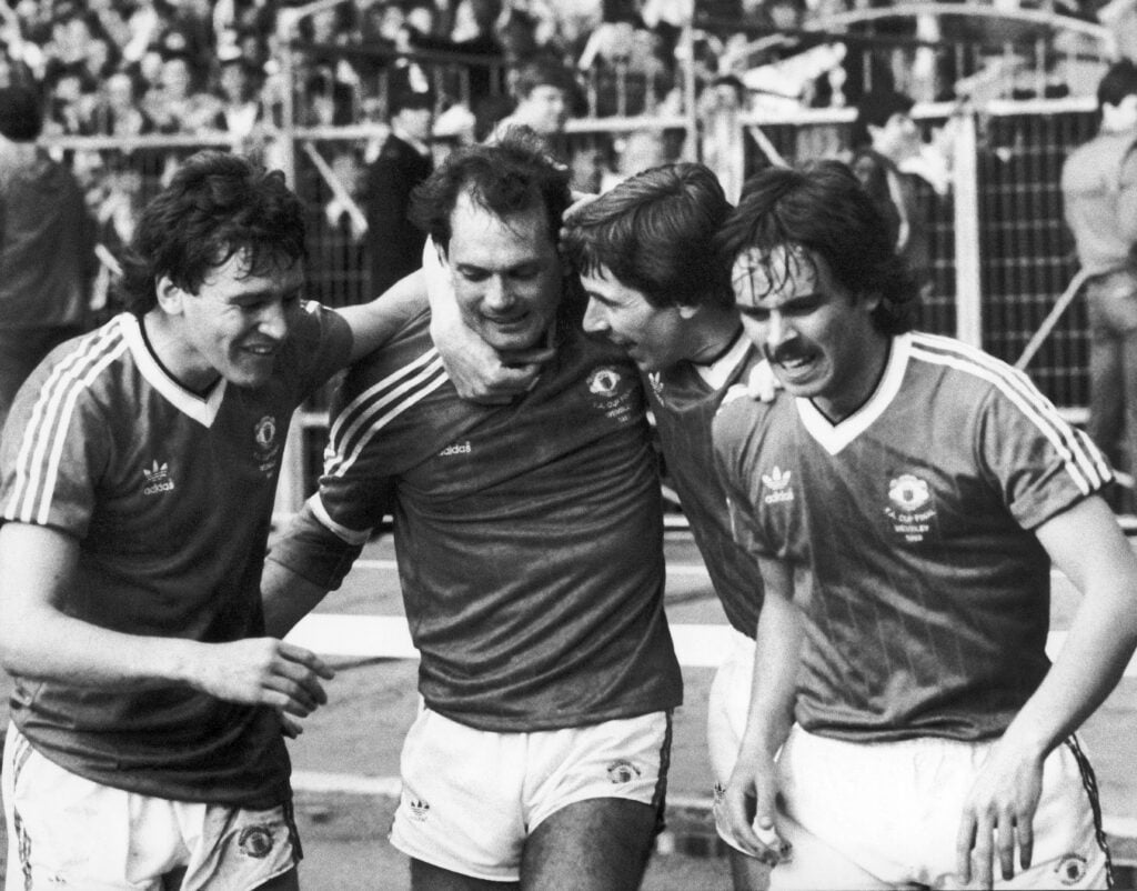 Ray Wilkins celebrates goal in 1983 FA Cup final against Brighton