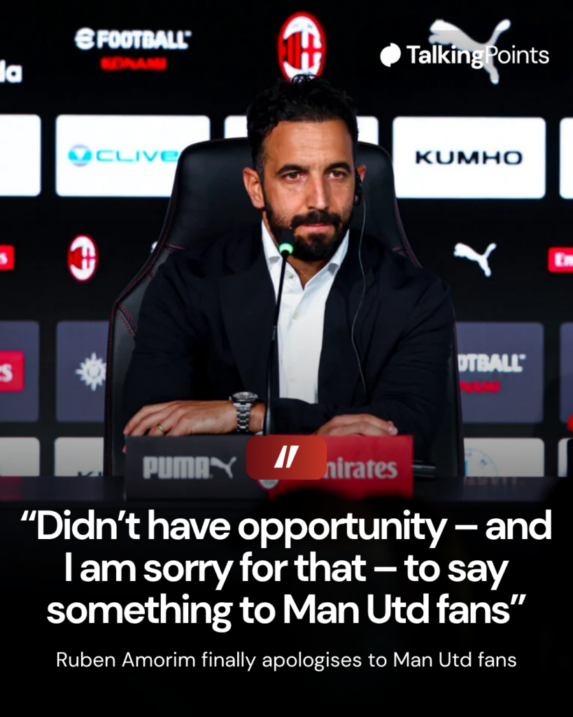 Ruben Amorim pede desculpas aos torcedores do Manchester United. Pontos de discussão.