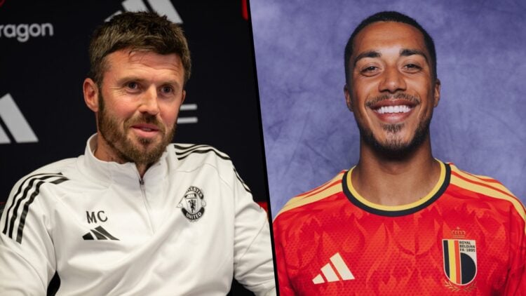 Michael Carrick and Youri Tielemans split image.